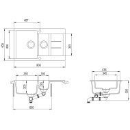 Гранитна кухненска мивка с две корита, бяла