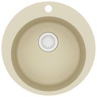 Гранитна кухненска мивка с едно корито, кръгла, бежова