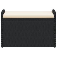 Пейка за съхранение с възглавница черна 80x51x52 см полиратан