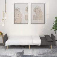 2-местно разтегателно канапе с възглавници, тъмносиво, текстил