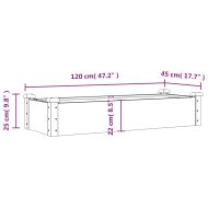 Градинска повдигната леха с вложка кафяв 120x45x25 см ела масив