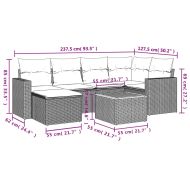 Градински комплект диван с възглавници 7 части черен полиратан