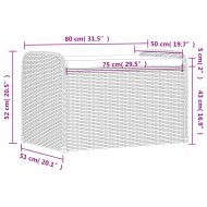 Пейка за съхранение с възглавница сива 80x51x52 см полиратан