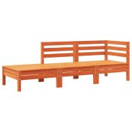 Градински диван с възглавници и табуретка за крака, бор масив