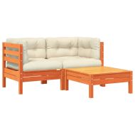 Градински диван с възглавници и табуретка, 2-местен