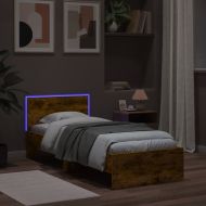 Рамка за легло с табла и LED осветление, опушен дъб, 75x190 см