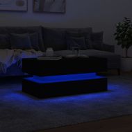 Маса за кафе с LED осветление, черна, 90x50x40 см