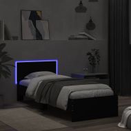 Рамка за легло с горна табла и LED осветление, черна, 75x190 см