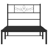 Метална рамка за легло с горна табла, черна, 100x190 см