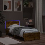 Рамка за легло с табла и LED осветление, опушен дъб, 90x190 см