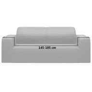 Разтеглив калъф за 2-местен диван, сив, полиестерно жарсе