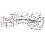 Градински лаундж комплект, 8 части, бял, бор масив