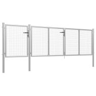 Градинска порта, стомана, 400x75 см, сребриста