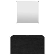 Комплект мебели за баня от 2 части, черен, инженерно дърво