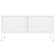 ТВ шкаф, бял, 105x35x50 см, стомана