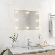 Стенно огледало без рамка, с LED лампи, правоъгълно, стъкло