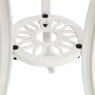 Градинска маса, бяла, 62x62x65 см, лят алуминий