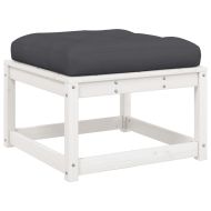 Градински комплект с възглавници, 5 части, бял, бор масив