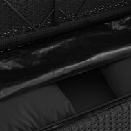 Градинска пейка с възглавници черен полиратан