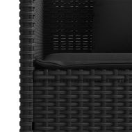 Градинска пейка с възглавници черен полиратан