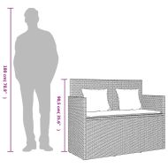 Градинска пейка с възглавници черен полиратан