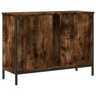 Шкаф за мивка за баня, опушен дъб, 80x30x60 см, инженерно дърво