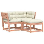 Градински комплект с възглавници, 3 части, дугласко дърво масив