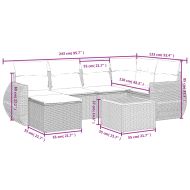 Градински комплект диван с възглавници 7 части черен полиратан