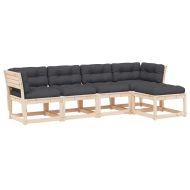 Градински комплект мека мебел 5 части с възглавници бор масив