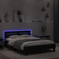 Рамка за легло с табла и LED, черна, 120x190 см
