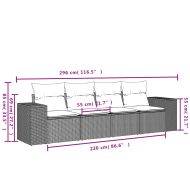 Градински диван от 4 части с възглавници, черен, полиратан