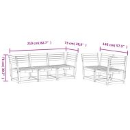 Градински комплект диван от 5 части, бял, масивно дърво бор
