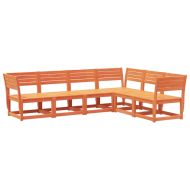 Градински комплект диван от 6 части, восъчнокафяв, бор масив