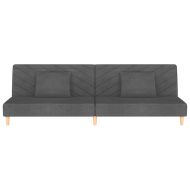 2-местно разтегателно канапе с възглавници, тъмносиво, текстил