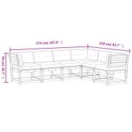 Градински комплект, 6 части, с възглавници, масив бор