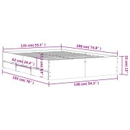 Рамка за легло с чекмедже сив сонома 135x190 см инженерно дърво