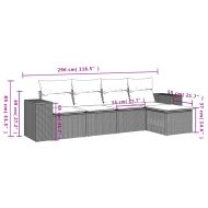 Градински комплект с възглавници, 5 части, сив полиратан