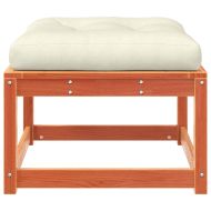 Градинска табуретка с възглавници, восъчнокафяв, бор масив