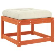 Градинска табуретка с възглавници, восъчнокафяв, бор масив