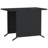 Бистро комплект с възглавници 3 части черен полиратан