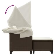 2-местен градински диван със сенник и табуретки кафяв полиратан