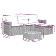 Градински диван с възглавници, 5 части, сив полиратан акация