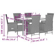 Градински комплект с възглавници, 7 части, бежов полиратан