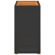 Градинска маса с дървен плот черна 60x40x75 см полиратан