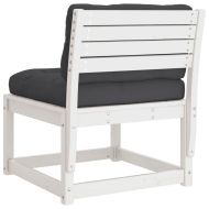 Градински диван с възглавници, бял, бор масив