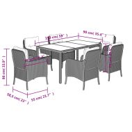 Градински трапезен комплект 7 части възглавници черен полиратан