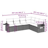 Градински диван с възглавници, 6 части, полиратан, сив