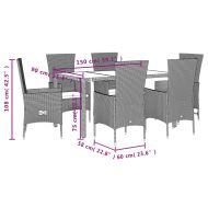 Градински комплект с възглавници, 7 части, бежов полиратан