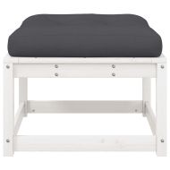 Градинска табуретка с възглавници, бяла, борова дървесина масив