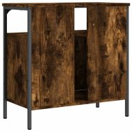 Шкаф за мивка за баня, опушен дъб, 60x30x60 см, инженерно дърво